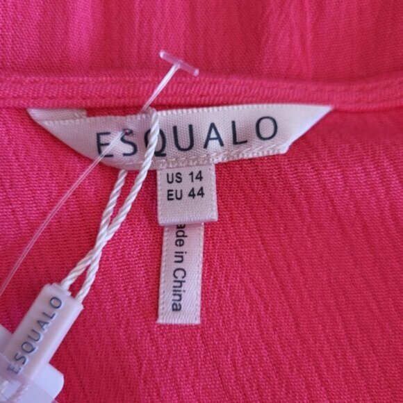 V-Neck Cross Over Side Tie Crinkle Blouse ESQUALO Sz 14 + - Picture 7 of 8